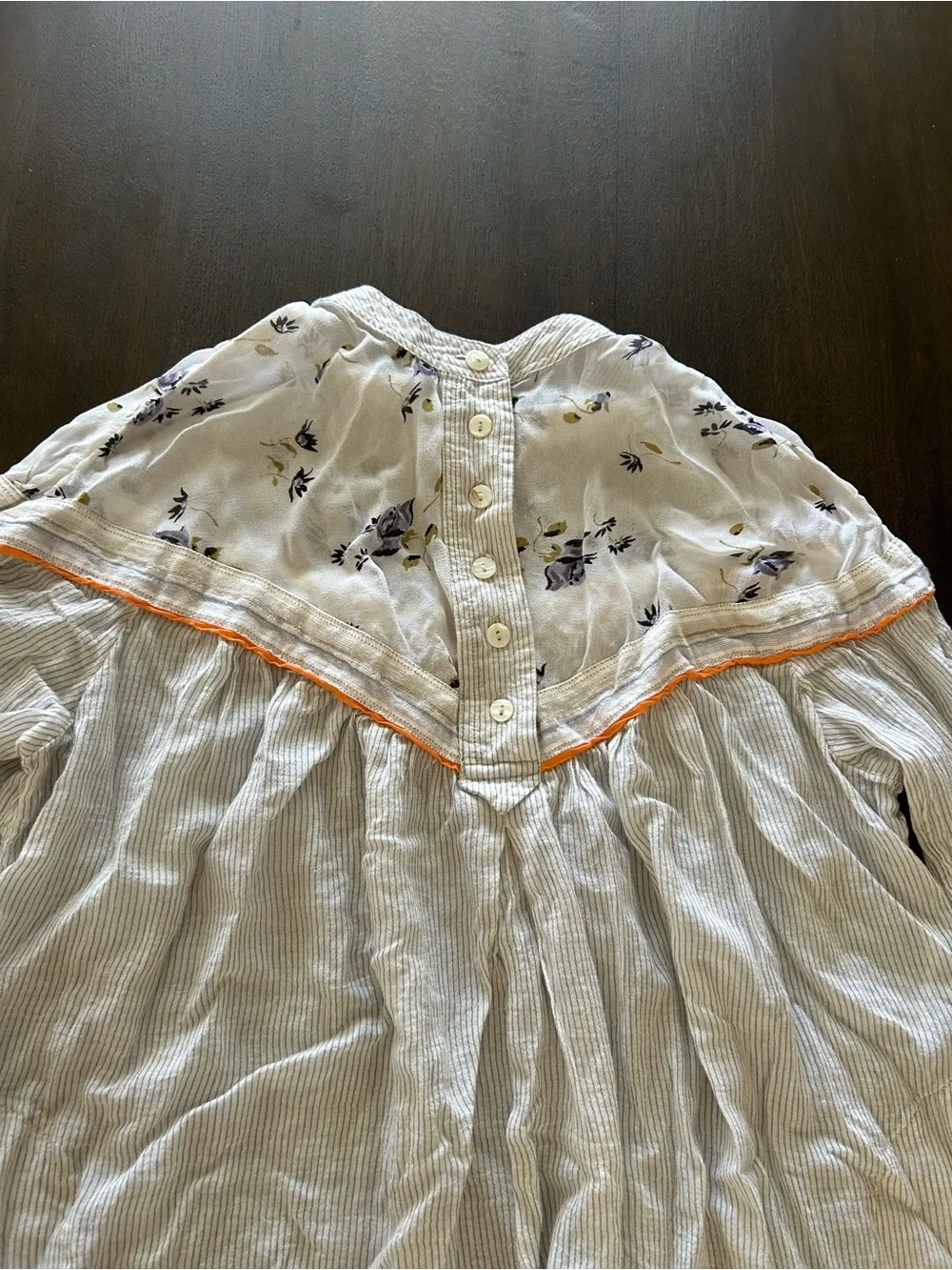 Free People hearts and colors top tunic gray floral print long sleeve